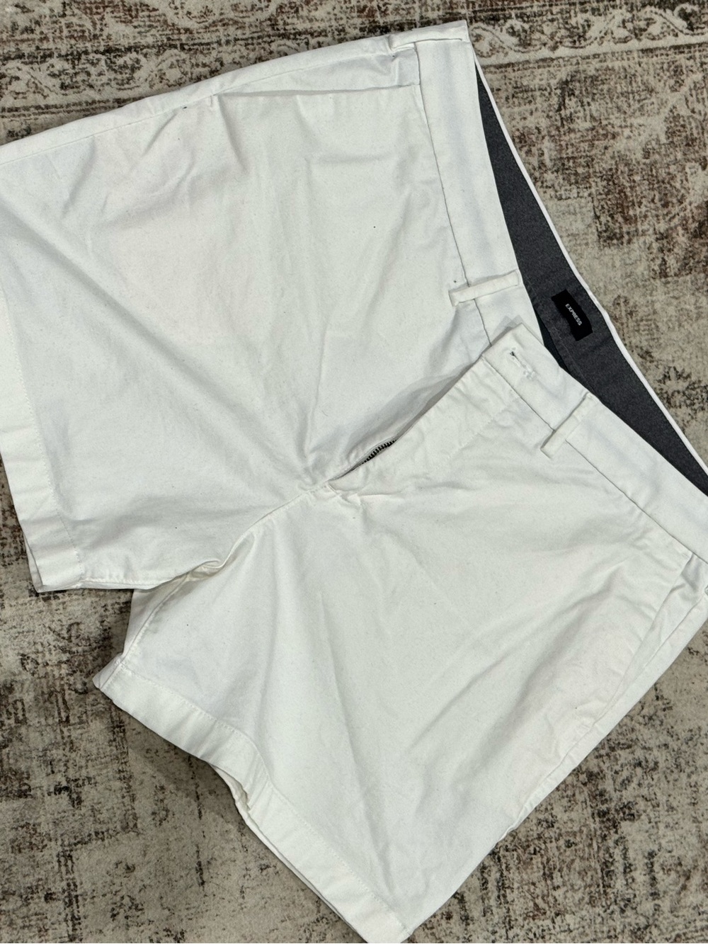 Express White Flat-Front Men's Shorts